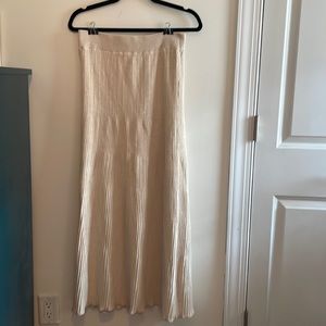 NWT Free People Beige Metallic shine bright ribbed maxi skirt